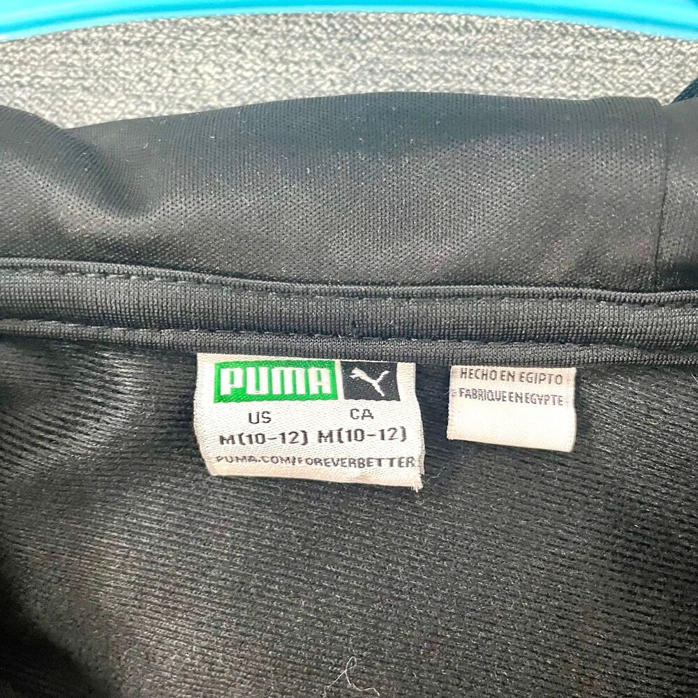 Puma Boys Hoodie Full Zip Track Jacket Youth Size M 10-12 Black Red Logo - Picture 3 of 3